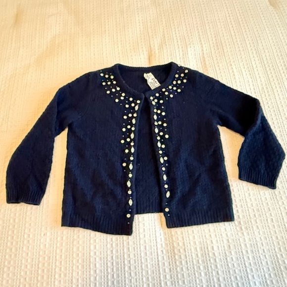 Abercrombie&Fitch "Ezra Fitch" Navy Cashmere Cropped Sweater Size Medium - Picture 1 of 5